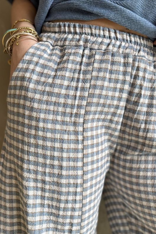 Annie Gingham Quirky 7/8 Pant Denim